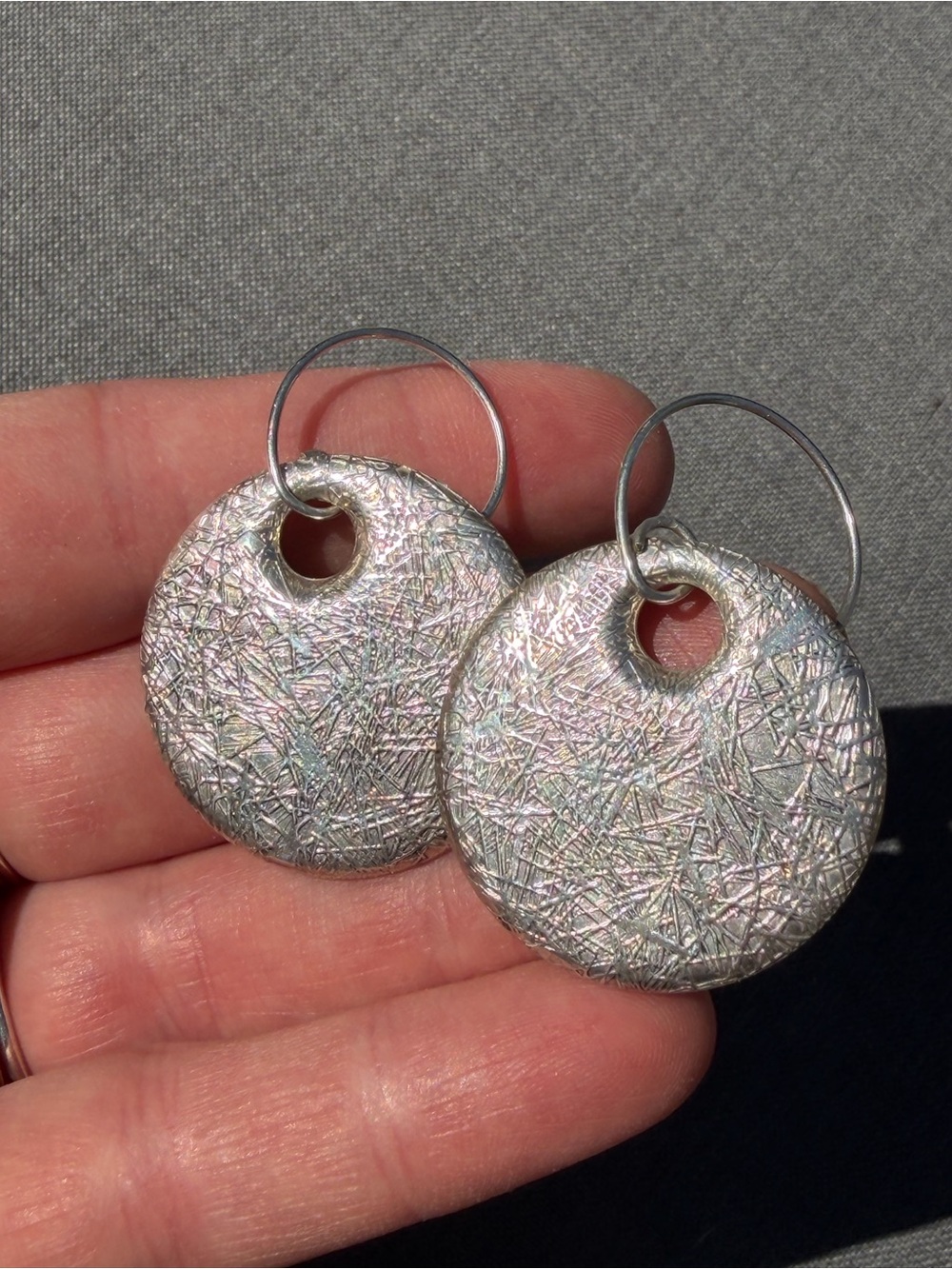 Silver circle earrings